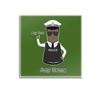 Personalised Gift - Traffic Officer Police Constable / Sergeant / (Chief) Inspector Square Gloss Coaster (Police Design Colour) Any Name Message Unique Mat Pad PC SGT INSP CID Black Policeman Hat Cap