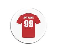 Personalised Gift - United Glass Round Coasters (Football Club Design Theme, Colour Options) - Any Name/Message on Your Unique Mat Pad Manchester Red Devils Army Reds