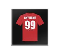 Personalised Gift - United Glass Square Coasters (Football Club Design Theme, Colour Options) - Any Name/Message on Your Unique Mat Pad Manchester Red Devils Army Reds