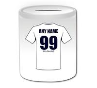 Personalised Gift - Wanderers Money Box (Football Design Theme, White) - Any Name/Message on Your Unique - The Trotters Whites White Men Bolton Club - Piggy Bank Saving Jar Pot