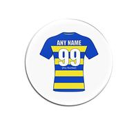 Personalised Gift - Warrington Wolves Round Glass Coaster (Rugby League Design Theme, Colour Options) - Any Name/Message on Your Unique Mat Pad - The Wire