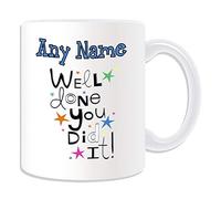 Personalised Gift - Well Done Your Did It Mug (Occasion Design, White) Any Name Message Unique - Pass Exam Congratulation University College Student Pupil Study Grade Year Achievement Job Good Work