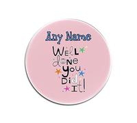 Personalised Gift - Well Done Your Did It Round Glass Coaster (Occasion Design Colour) Any Name / Message Unique - Mat Pad - Pass Exam Congratulation School University College Student Year Job Work