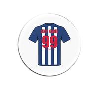 Personalised Gift - West Bromwich Glass Round Coasters (Football Club Design Theme, Colour Options) - Any Name/Message on Your Unique Mat Pad - The Albion Baggies Throstles
