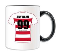 Personalised Gift - Wigan Mug (Rugby League Design Theme, Colour Options) - Any Name/Message on Your Unique Mug - The Pie Eaters Riversiders Colliers Cherry and Whites Warriors Club