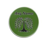Personalised Gift - Willow Tree Round Glass Coaster (Nature Plants Design Theme, Colour Options) - Any Name/Message on Your Unique - Mat Pad - Sallow Weeping