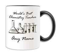 Personalised Gift - World's Best Chemistry Teacher/Flasks and Test Tubes Sketch Mug (Academic Design Theme, Colour Options) - Any Name/Message on Your Unique - School College University