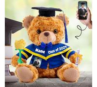 Personalised Gifts Brown Teddy Bear with Photo+ Text, Graduation Bear Class of 2025 Personalised Teddy Bear for Graduation Day Kindergarten Graduation Gifts for Her 2025 High School (8IN-Text+Photo)