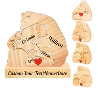 Personalised Gifts-Custom Wooden Bear Puzzle Custom Mama Bear Puzzle with 2-7 Names for Home Decor Personalised Jigsaw for Christmas,Mother's Day,Father's Day Birthday House Warming (Style-2)