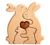 Personalised Gifts-Custom Wooden Rabbit Puzzle Custom Mama Rabbit Puzzle With 2-4 Names for Home Decor Personalised Jigsaw for Christmas, Mother's Day, Father's Day Birthday House Warming(4 rabbits)