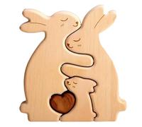 Personalised Gifts-Custom Wooden Rabbit Puzzle Custom Mama Rabbit Puzzle With 2-4 Names for Home Decor Personalised Jigsaw for Christmas, Mother's Day, Father's Day Birthday House Warming(3 rabbits)