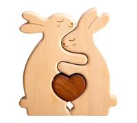 Personalised Gifts-Custom Wooden Rabbit Puzzle Custom Mama Rabbit Puzzle With 2-4 Names for Home Decor Personalised Jigsaw for Christmas, Mother's Day, Father's Day Birthday House Warming(2 rabbits)
