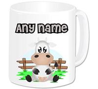 Personalised Gifts - Farm Animal Cow Mug Coffee Tea Cup with Name - Novelty Birthday Christmas Gifts for Kids Women Men