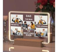 Personalised Gifts for Dad, Father's Day Gifts from Daughter Son, Customised Picture Frame Lamp Presents for Daddy Birthday, Original Ideas Night Light Album with Photo Text Acrylic Plaque