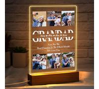Personalised Gifts for Fathers Day 7 Colors Night Light with Photo Text Birthday Dad Gift Acrylic Plaque Father's Day Photo Gift Fathers Day Dad Gifts from Daughter & Son (Design 4)