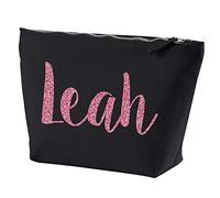 Personalised Gifts - Glitter Personalised Makeup Bags with Customized Name Makeup Bag Pink Gold and Silver Glitter Text (Medium, Black - Pink Glitter)