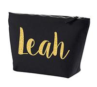 Personalised Gifts - Glitter Personalised Makeup Bags with Customized Name Makeup Bag Pink Gold and Silver Glitter Text (Small, Black - Gold Glitter)