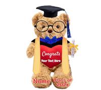Personalised Gifts Graduation Teddy Bear 2025 with Text, Graduation Bear with Graduation Stole and Glasses for Graduation Day 2025 as Graduation Gifts for Women 2025 Graduation (11 IN-Text)
