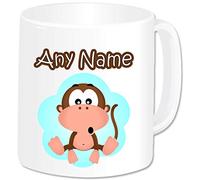 Personalised Gifts Plastic Unbreakable Mug Children Cup Add Name Safari Animal Cheeky Monkey - Birthday Christmas Easter Present Idea for Kids Toddlers Boys Girls Elderly