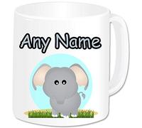 Personalised Gifts Plastic Unbreakable Mug Children Cup Add Name Safari Animal Elephant - Birthday Christmas Easter Present Idea for Kids Toddlers Boys Girls Elderly