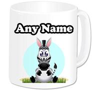 Personalised Gifts Plastic Unbreakable Mug Children Cup Add Name Safari Animal Zebra - Birthday Christmas Easter Present Idea for Kids Toddlers Boys Girls Elderly