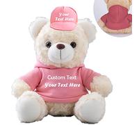 Personalised Gifts Teddy Bear with Custom Text, Personalised Teddy Bear with Hat as Team Gifts for Employees for Work Team/Employee Appreciation Gifts Bulk Team (8IN-Pink)