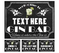 PERSONALISED GIN BAR NOVELTY GIFT IDEA METAL TIN WALL SIGN GIN GLASS THEME HOME BAR PARTY (109PER) (8" x 6" (200mm x 150mm))