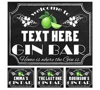PERSONALISED GIN BAR NOVELTY GIFT IDEA METAL TIN WALL SIGN LEMON THEME HOME BAR MAN CAVE PARTY (107PER)