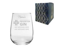 Personalised Gin Glass 590ml - Engraved Prescription Gin Tumbler with Custom Name & Message - Funny Gift for Her, Friends or Women for Birthdays & Christmas - Dishwasher-Safe, Gift Box Included