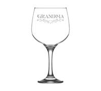 Personalised Gin Glass for Grandma 730ml Large Balloon Etched Glass Gifts Grandma Christmas Gifts for Grandma Presents for Grandma Birthday Gifts Mothers Day Gifts Flower Bottom