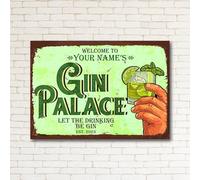 PERSONALISED Gin Palace Let the Drinking Be GIN Sign Wall Decor Metal Plaque
