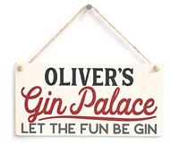 Personalised Gin Palace Sign - Let The Fun Be Gin - Smart Retro Look Home Gin Bar Gift Plaque
