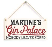 Personalised Gin Palace Sign - Nobody Leaves Sober - Unique Retro Look Gin Bar Gift Plaque