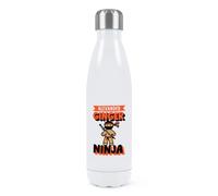 Personalised Ginger Ninja Double Wall Water Bottle Insulated Stainless Steel Sports Drinks 500ml White