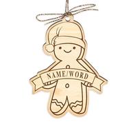 Personalised Gingerbread Man Christmas Ornament - Custom Name, Rustic Xmas Christmas Tree Decor, Wooden Gingerbread Person Bauble Decoration
