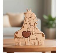 Personalised Giraffe Family Puzzle, Custom Wooden Family Keepsake, Family of 2-5, Handcrafted, Large 6x5 inches, Engraved Baby Gift, Mother's Day, Christmas, Baby Shower, Anniversary - MyFamilyPuzzle®