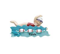 Personalised Girl Swimmer Ornament 2025 - Fast & Free 24h Customisation - Swimming Christmas Ornaments for Tree - Custom Gift Wrapped Water Sports Keepsake for Olympic Swim Team, Triathletes, Swimmers