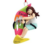 Personalised Girl Windsurfing Ornament 2025 - Fast & Free 24h Customisation - Water Sports Christmas Ornaments for Tree - Custom Gift Wrapped Wind Surfing Keepsake for Windsurfers, Beach Vacationers