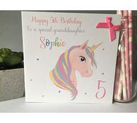Personalised Girls Birthday Card Colourful Unicorn