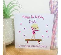 Personalised Girls Birthday Card Gymnastics Girl Blonde Hair Daughter Grandaughter 6th 7th 8th Any Age