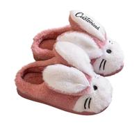 Personalised Girls' Boy's House Slippers with Embroidered Text/Name, Winter Bunny Home Warm Children's Anti-Skid Slippers