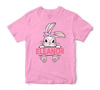 Personalised Girls Easter Bunny T Shirt Kids Girl Easter Sunday Spring Rabbit Tee Top, 1-2 Years, Light Pink