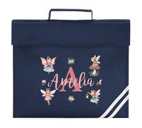 Personalised Girls Fairy Bookbag Fairy Design Custom Name Girls Book Bag Back to School Nursery Reception Infants, One Size, Navy