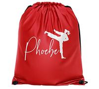 Personalised Girls Karate Drawstring Bag, Girls Martial Arts Training PE Kit Bag, Back to School Gifts for Daughter, Kids Primary Karate Kit Bag, Red