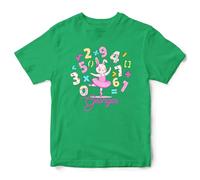 Personalised Girls Maths Day T Shirt Dancing Ballerina Rabbit Numbers Design Educational Tee Mathematics Classroom Top, 7-8 Years, Irish Green