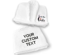 Personalised Girls Night Collection Robe Unisex Egyptian Cotton Terry Towelling Novelty Bathrobe Womens and Mens (UK, Alpha, L, XL, Regular, Regular, Chest Logo + Back Custom Text, Just Girls)