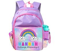 Personalised Girls School Bag Rainbow Backpack Kids Primary Book Bag, Pretty Glitter Childrens Cute Rucksack KS125