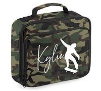 Personalised Girls Skateboard Lunch Bag, Girls Skateboarding Lunch Cooler Bag, Back to School Gifts for Daughter, Kids Primary Nursery Skater Lunch Box, Camo