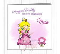 Personalised Girls Super Mario Birthday Card - Princess Peach - For Daughter Granddaughter Niece Goddaughter Sister ANY AGE…