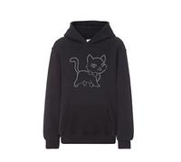Personalised Girls Walking Cat Hoodie, Soft and Cozy Sweatshirt for Cat Lovers in Rhinestones - Gift for Birthdays, Holidays, and Special Occasions